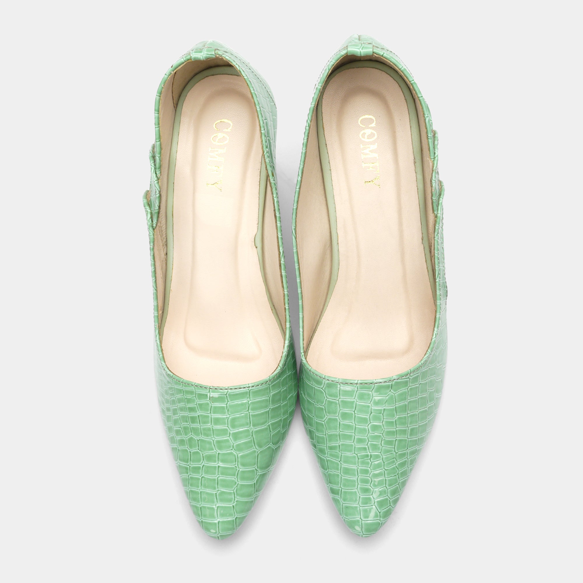 Cut-Out Pointed-Toe Pumps - Mint Green