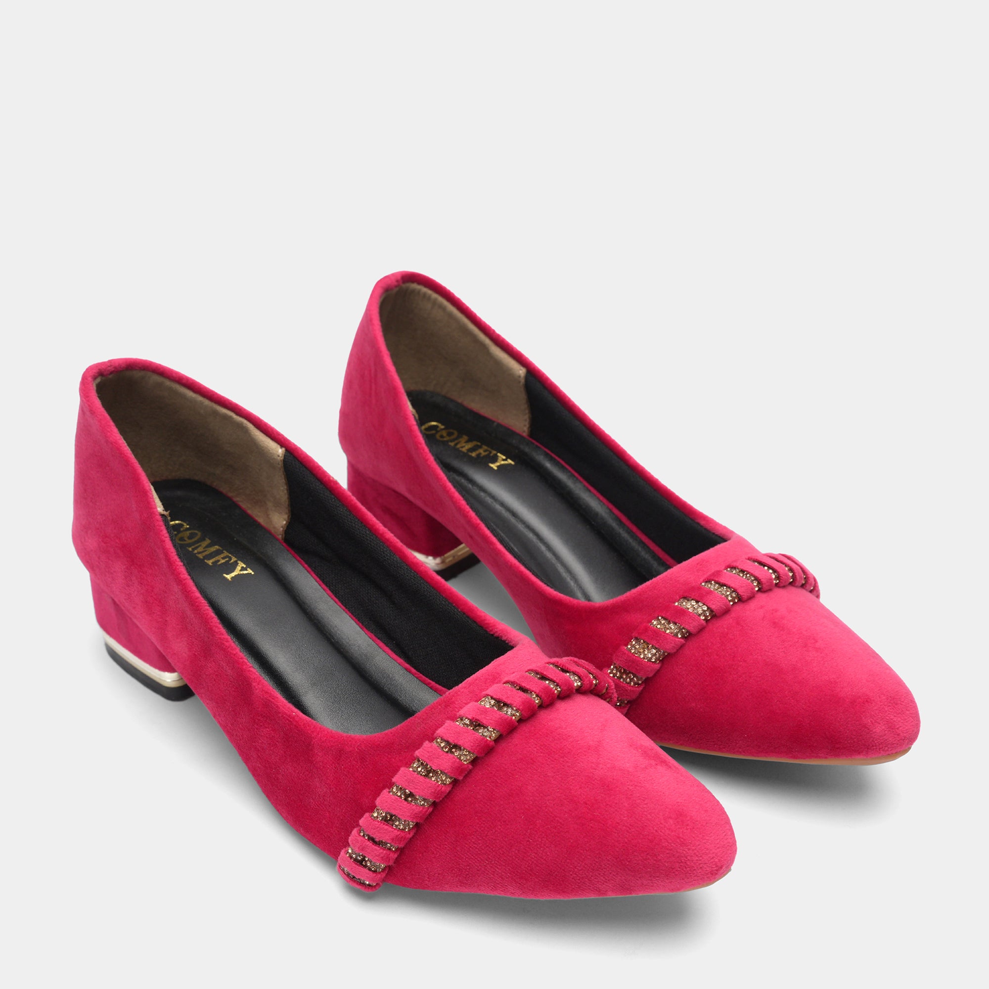 Pointed-Toe Block Heel Pumps - Fuchsia