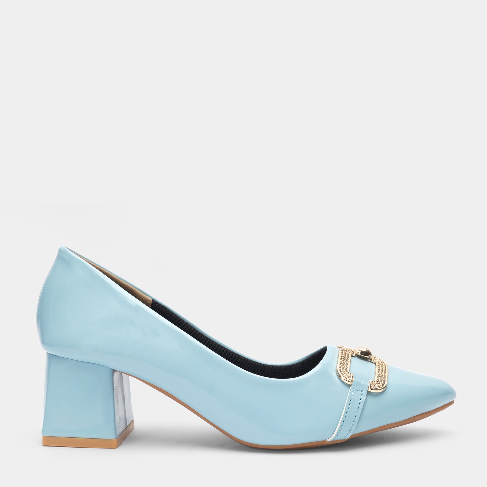 Buckle Detail Block Heel Court Shoes